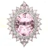 Bagues de grappe 29x23mm accrocheur grande taille 7g rose Kunzite blanc CZ pour les femmes fiançailles argent goutte en gros