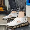 Mens nya sneakers ihåliga läderskor avslappnade tränare tjock sula med luftkudde