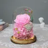 Decorative Flowers 12 17cm Preserved Natural Fresh Rose In Glass Dome Home Office Decor Eternal Gift Mother's Day Valentine's
