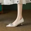 Elbise Ayakkabı 2023 Bahar Kadınlar Doğal Deri Pompalar 22-24.5 cm Uzunluk Cowhide Sheepskin Pigskin Tam Noktalı Ayak Parçası Yüksek Topuk