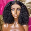 Queen Short Bob Wig Curly Human Hair Wigs for Women Pre-Plucked Closure Wig Transparent Lace Wig 150% Density