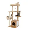 SCRACKERS H108CM MODERN CHAT TREE Wood Tower Scratching Post For Kitten Multimids Tower avec un grand lit de perchoir Condos Rascador Gato