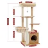 SCRACKERS H108CM MODERN CHAT TREE Wood Tower Scratching Post For Kitten Multimids Tower avec un grand lit de perchoir Condos Rascador Gato