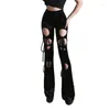 Pantalon femme velours noir évider à lacets gothique crayon grunge esthétique punk foncé sexy taille haute pantalon y2k bandage femmes bas