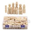 55pcs Natural Unfinished Wooden Peg Doll 인물 어린이의 빈 페인트 수공예 꼭두각시 장난감 소년 소녀 DIY Graffiti 메이플 장난감