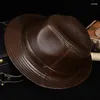 Berets кожа British Fedora Top Hat Men Осень зимняя ретро -джазовая джентльменская кеп