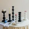 Candle Holders Wood Holder Decor For Home Decoration Pillar Stick Black Clear White