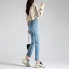 Jeans pour femmes mode Streetwear jambe droite femmes taille haute ample Baggy Denim décontracté solide bouton poches pantalon pantalon