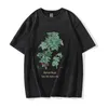 Camisetas Masculinas Byron Buzz Camisetas Masculinas Vintage Streetwear Hip Hop Floral Carta Estampado Camiseta Lavada Harajuku Graphic Punk Goic Manga Curta J230625