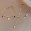 Collier boucles d'oreilles ensemble acier inoxydable multicouche chaîne coquille étoile Bracelet à breloques pour femmes tendance bijoux filles fête cadeaux