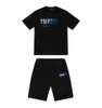 Trapstar Tracksuit Men's T -shirt Kort ärmdräkt Chenille Tracksuit Black Cotton London Streetwear Design of Motion 608ESS