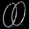 Hip Hop Large Hoop Earrings Rhinestone Crystal Big Hoop Earrings Gold Silver Tone HOOPS Circle Earrings for Women Ladies Party Jewelry Drop Ship 2023 gift