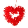 Decorative Flowers Wedding Garland Artificial Red Ring Plastic Model Feather Wreath Heart-shaped Single Gift Pendant Valentine's Day