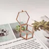 Sacchetti per gioielli Hexagon Scatola per anelli in vetro oro rosa trasparente Wedding Geometric Clear Organizer TabletopHolder