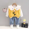 Spring Newborn Baby Girls 'Clothes Outfit Set Sticked Vest Shirt Bow Jeans Suit For Girls Baby Clothing 1st Birthday Wear Set L230625