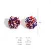 Stud Earrings AENSOA Handmade American Patriotic Seed Beaded For Women Red White Blue Color Round Earrigns 4th Of July Jewelry