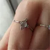 Wedding Rings Antique Engagement Thin For Women Delicate Round White Moonstone Ring Bands Silver Rose Gold Color Jewelry Cz