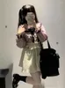 Kadınlar bluzları y2k tatlı lolita kadınlar bahar yaz japon moda harajuku dantel yay uzun kollu gömlekler kız gibi kawaii üstleri blusas