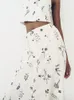 スカート2023夏のファッションボヘミアンスタイルのリネンとビスコースブレンドファブリックハイウエストスカート女性服
