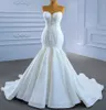 Luxe sirène robe De mariée pour les femmes 2023 mariée chérie perles broderie à lacets robes De mariée arabe dubaï Vestidos De Noiva