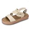 サンダルヨハネ本物の革シンプルピープトーフラット2023夏のカジュアル用途の快適な柔らかい靴靴の靴