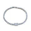 S925 Sterling Silver Moissanite Full Diamond Bracelet Advanced Row Diamond Light Luxury Tennis Rectangular Hip Hop Men and Women