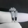 Bröllopsringar Zhouyang Luxury Ring Set For Women Iced Out Cubic Zirconia Female Engagement Finger Hippie Jewelry Wholesale R709