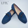 British Style New Handmade Blue Canvas Loafers Men Denim Shoes Butterflyknot Casual Shoes Summer Flats Male Dress Shoes