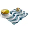 Tapis de Table Artistique Bleu Courbe Lignes Rayures 4/6 pcs Pad Pour Salle À Manger Maison Cuisine Décor Accessoires Napperons En Lin