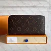 Modedesigner kvinnor koppling plånbok läder plånbok singel blixtlås plånböcker dam damer lång klassisk handväska med orange lådkort 60017