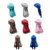 Scarves Long Tail Durag Bandanas Unisex Fashion Patchwork Pirate Hats Silky Satin Turban India Hat Hair Accessories Women Men Head Scarf