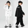 Stage Wear Kids Hip Hop Clothing Teenager White Blazer Jacket Top Street Baggy Pants For Girl Boy Jazz Dance Costume Clothes Suit Set 2 Pcs