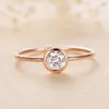 Solitaire Ring Solid 10K yellow Gold 4mm Bezel Set Engagement Women Minimalist Ruby Wedding Anniversary Promise 230625