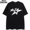 Herr t-shirts män hiphop streetwear tshirt stjärna spindel grafik tshirt 2023 sommar harajuku t shirt bomull lösa toppar tee rosa unisex överdimensionerad j230625