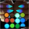 Sculpture Powder 6 Colors Glow In The Dark Nail Scpture Acrylic Crystal Neon Florescent Dip Luminous 6Pcs/Set Drop Delivery Health B Dh1R6