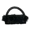 Big Ostrich Hair Handmade Beaded Bag Autumn/Winter Dinner Fashion Feather Handbag 230625
