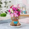 Decorative Objects Figurines Grass Doll Head Flowering Creative Long Hydroponic Flower Cute Indoor Greenery Small Pot Plant 230625