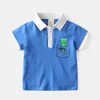 Polos Kids T Shirt for Girls Toddler Baby Boy Tshirt Polo Outfits Cotton Blue and White Stripe Tee Shirt with Collar Cute Tops Summer 230625