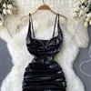 Casual Dresses Autumn European and American Style Girl Fashion Halter Pleated Sexy Package Hip Light Mature Department Dress