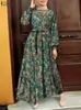 Casual Dresses Vintage Women Printed sundress 2023 Zanzea Spring Muslim Dress Casual Long Sleeve Abaya Hijab Maxi Vestidos Robe Femme Oversize X0625
