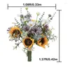 Kwiaty dekoracyjne ślub 42 cm ręcznie związany bukiet słonecznik stokrotka DIY wazon wazon domowy pokój ogrodowy impreza jedwabna sztuczna dekoracja
