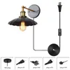 Lampada da parete vintage applique plug in cord antico applique orientabile illuminazione industriale luce in metallo nero