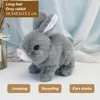 エレクトロニックペットエレクトロニックプラッシュウサギのおもちゃロボットバニーウォーキングジャンプランニングアニマルシェイク耳のためのかわいい電気ペット誕生日プレゼント230625