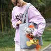 Porta-gatos Bolsa de ombro bolsa de lona para gatos Peito com design de animal fofo Saindo Acampamento Compras Viajando e