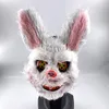 Maschere per feste s Led Bloody Rabbit Mask Maschera in pelle di coniglio per Halloween Masquerade Party Cosplay Prop Rave Carnival Decoration 230625