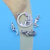 120pcs Mixed Antique Silver Sea Life Charms Marine Sea Animal Charms Tibetan Mermaid Charms for Jewelry Making Crafts