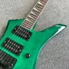 Anpassad butik, formad Green Double Shake Electric Guitar, Rosewood Fingerboard, svart hårdvara, gratis frakt