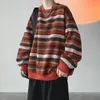 Men's Hoodies Stripe Men's Sweater Hoodless Autumn Ins Fashion Brand Round Neck Clothes And Winter Oversize High Street Coat