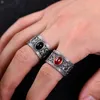 Solitaire Ring Guananteed S925 Sterling Silver Vintage Garnet Black Agate Double Dragon Play Bead Wide Wholesale 230625