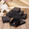 Prezent Black Tardboard Biżuteria Zestaw kwadratowe pudełka na pierścionki i opakowanie urodzinowe pudełko prezentowe 12pcs18pcs24pcs 230625